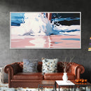 Ocean Waves Splash, Coastal Surf Print, Dynamic Beach Wall Art, Nautical Seaside Decor, Modern Blue Aesthetic, Bathroom Canvas Print