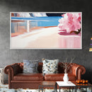 Pink Blossom, Coastal Wall Art, Living Room Decor, Framed Canvas Print, Modern Beach Painting, Pastel Home Decor, Seaside Art