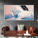 Splashing Wave, Surfer Art, Framed Canvas Print, Ocean Wall Art, Coastal Vibes, Modern Beach Decor, Nautical Artwork, Living Room Art