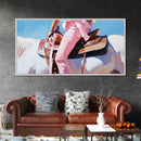 Western Rider, Cowgirl Art, Equestrian Wall Decor, Rustic Country Aesthetic, Pink and White Painting, Ranch Home Decor, Framed Canvas Print
