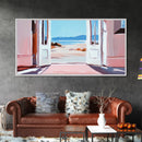 Open Door, Beach View, Coastal Escape, Minimalist Decor, Framed Canvas Print, Neutral Art, Living Room Wall Art, Boho Beach House Art