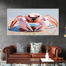 Pink Crab, Coastal Wildlife, Beach Art, Nautical Theme, Framed Canvas Print, Seaside Decor, Ocean Wall Art, Minimalist Animal Painting