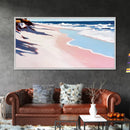 Ocean Waves, Coastal Retreat, Sandy Shore, Seaside Serenity, Framed Canvas Print, Beach House Decor, Living Room Wall Art, Nautical Theme