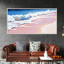 Pink Waves, Ocean Painting, Coastal Home Decor, Beach Wall Art, Summer Aesthetic, Minimalist Seascape, Canvas Print, Nautical Theme