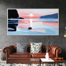 Sunset Glow, Coastal Waves, Framed Canvas Print, Minimalist Seascape, Ocean Sunset Art, Living Room Decor, Beach Aesthetic