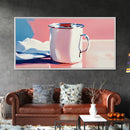 Enamel Mug, Rustic Kitchen, Framed Canvas Print, Minimalist Still Life, Vintage Aesthetic, Cozy Wall Art, Soft Pastel Painting