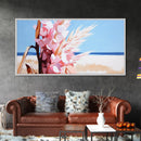 Wildflowers, Coastal Bloom, Boho Floral Art, Ocean Inspired Print, Modern Nature Wall Art, Soft Pastel Aesthetic, Canvas Print