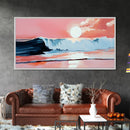 Pink Sunset, Ocean Waves, Coastal Art, Beach Decor, Framed Canvas Print, Modern Wall Art, Nautical Art, Living Room Wall Art