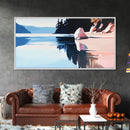 Lake Reflection, Mountain Art, Serene Landscape, Nature Aesthetic, Canvas Print, Modern Wall Art, Peaceful Lake Scene, Minimalist Home Decor