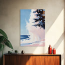 Ocean Wave, Coastal Scene, Nature Art, Framed Canvas Print, Beach Wall Art, Blue and Pink Painting, Serene Seascape, Contemporary Decor