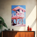 Lifeguard Tower, Beach Scene, Ocean Escape, Framed Canvas Print, Coastal Home Art, Modern Seaside Decor, Relaxing Wall Art
