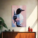 Reflection Loon, Tranquil Wildlife Painting, Rustic Lake House Wall Art, Framed Canvas Print, Nature Retreat, Cabin Aesthetic