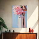 Pink Floral Bouquet, Romantic Flower Painting, Soft Pastel Aesthetic, Framed Canvas Print, Feminine Wall Art, Bedroom Decor, Modern Art