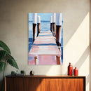 Seaside Pier View, Minimalist Coastal Painting, Tranquil Ocean Scene, Framed Canvas Print, Nautical Wall Decor, Beach House Art, Serene Living Room Art