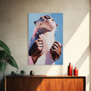 Otter Portrait, Animal Lover Gift, Cute Wildlife Art, Whimsical Decor, Framed Canvas Print, Playful Wall Art, Bedroom Artwork