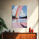 Ethereal Sky, Dreamy Seascape, Colorful Abstract Art, Rainbow Reflection, Modern Landscape, Framed Canvas Print, Living Room Wall Art