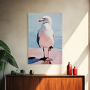 Seagull, Coastal Bird, Minimalist Beach, Modern Wall Art, Framed Canvas Print, Ocean Artwork, Seaside Decor, Living Room Art