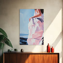 Elegant Woman, Fashion Art, Feminine Aesthetic, Minimalist Painting, Chic Wall Art, Soft Pastel Decor, Canvas Print, Bedroom Wall Art