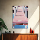 Pink Dock, Coastal Home Art, Framed Canvas Print, Nautical Wall Decor, Modern Seaside Painting, Pastel Summer Aesthetic, Beach House Art