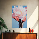 Blooming Cactus, Floral Desert Art, Southwestern Wall Decor, Minimalist Boho Painting, Framed Canvas Print, Pastel Botanical Wall Art