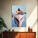 Serene Canoe, Still Lake, Calm Water, Canvas Print, Nature Lover Art, Nautical Home Decor, Coastal Wall Art, Tranquil Modern Aesthetic