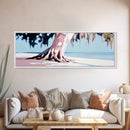 Seaside Tree, Coastal Wall Art, Bedroom Decor, Framed Canvas Print, Serene Landscape, Beach House Aesthetic, Minimalist Nature Painting