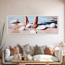 Barefoot, Water, Stones, Canvas Print, Beach Aesthetic, Coastal Artwork, Relaxing Wall Art, Minimalist Decor, Bedroom or Bathroom Art