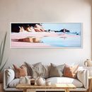 Serene Beach Walk, Peaceful Ocean Art, Coastal Wall Decor, Minimalist Framed Canvas Print, Pastel Seascape, Relaxing Bedroom Artwork