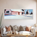 Snow Cabin, Winter Scene, Cozy Christmas Art, Framed Canvas Print, Rustic Home Decor, Holiday Wall Art, Winter Art, Mountain Retreat