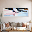 Pink Water Landscape, Tranquil Beach Art, Ocean Reflection, Modern Boho Decor, Bedroom Wall Art, Coastal Print, Framed Canvas Print