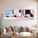 Sunset Rockscape, Ocean Horizon, Beach Tranquility, Pastel Coastal Wall Art, Relaxing Beach House Decor, Canvas Print, Boho Aesthetic