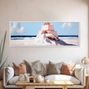 Sandcastle Art, Coastal Painting, Nautical Wall Decor, Beach House Art, Seascape Print, Pastel Tones, Kids Room Art, Framed Canvas Print