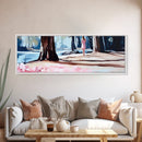 Forest Walk, Woman in Woods, Tranquil Landscape, Nature Escape, Romantic Art, Framed Canvas Print, Living Room Wall Art, Woodland Scene