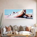 Shipwreck, Abandoned Boat, Nautical Art, Framed Canvas Print, Coastal Wall Art, Rustic Decor, Minimalist Print, Living Room Art
