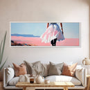 Flowing Dress, Beach Walk, Pastel Aesthetic, Dreamy Art, Canvas Print, Bedroom Wall Art, Feminine Home Decor, Soft Colors