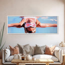 Floating Relaxation, Summer Bliss, Poolside Calm, Leisure Vibes, Framed Canvas Print, Boho Wall Art, Modern Bedroom Decor, Gift Idea