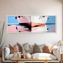 Soft Reflection, Coastal Wall Art, Minimalist Boat Painting, Nautical Home Decor, Pastel Seascape, Framed Canvas Print, Beach Art