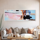 Sailboat Reflection, Nautical Art, Marina Landscape, Framed Canvas Print, Minimalist Coastal Decor, Ocean Painting, Living Room Wall Ar