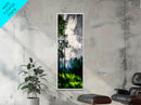 Misty Forest, Green Meadow, Sun Rays, Canvas Print, Nature Wall Art, Modern Landscape, Serene Decor, Living Room Art, Tranquil Home Decor
