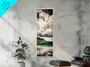 Emerald Waters, Coastal Horizon, Ocean Reflection, Vibrant Green Landscape, Modern Decor, Contemporary Beach House, Framed Canvas Print