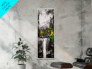 Waterfall Scene, Mountain Landscape, Abstract Nature Art, Canvas Print, Wilderness Wall Art, Green Yellow Decor, Adventure Home Decor