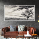 Lone Tree, Monochrome Landscape, Dramatic Sky, Framed Canvas Print, Moody Wall Art, Nature Scene, Modern Rustic Decor, Entryway Wall Art