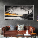 Sunset Cabin, Lake House Art, Mountain Retreat, Framed Canvas Print, Rustic Home Decor, Nature Wall Art, Bedroom Wall Art