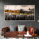 Rustic Cabin, Fall Foliage, Country Home Art, Canvas Print, Autumn Wall Decor, Farmhouse Wall Art, Cozy Living Room Art