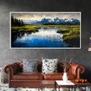 Mountain Reflection, Lake, Landscape, Framed Canvas Print, Nature Wall Art, Rustic Home Decor, Large Wall Art, Cabin Art, Gift Idea