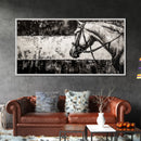 Monochrome Horse, Equestrian Wall Art, Canvas Print, Rustic Black and White Painting, Farmhouse Wall Decor, Western Wall Art