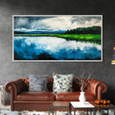 Blue Lake, Reflection Landscape, Nature Wall Art, Framed Canvas Print, Large Canvas Artwork, Modern Home Decor, Office Wall Art