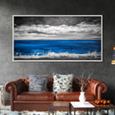 Minimalist Ocean, Black and White, Framed Canvas Print, Coastal Art, Beach House Decor, Nautical Wall Art, Living Room Art, Landscape