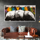 Abstract Mountains, Bold Color Landscape, Modern Art, Vibrant Nature Scene, Expressionist Painting, Living Room Decor, Framed Canvas Print