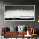 Foggy Ocean, Misty Beach, Black and White Minimalist, Canvas Print, Modern Wall Art, Bedroom Decor, Neutral Tones, Serene Seascape